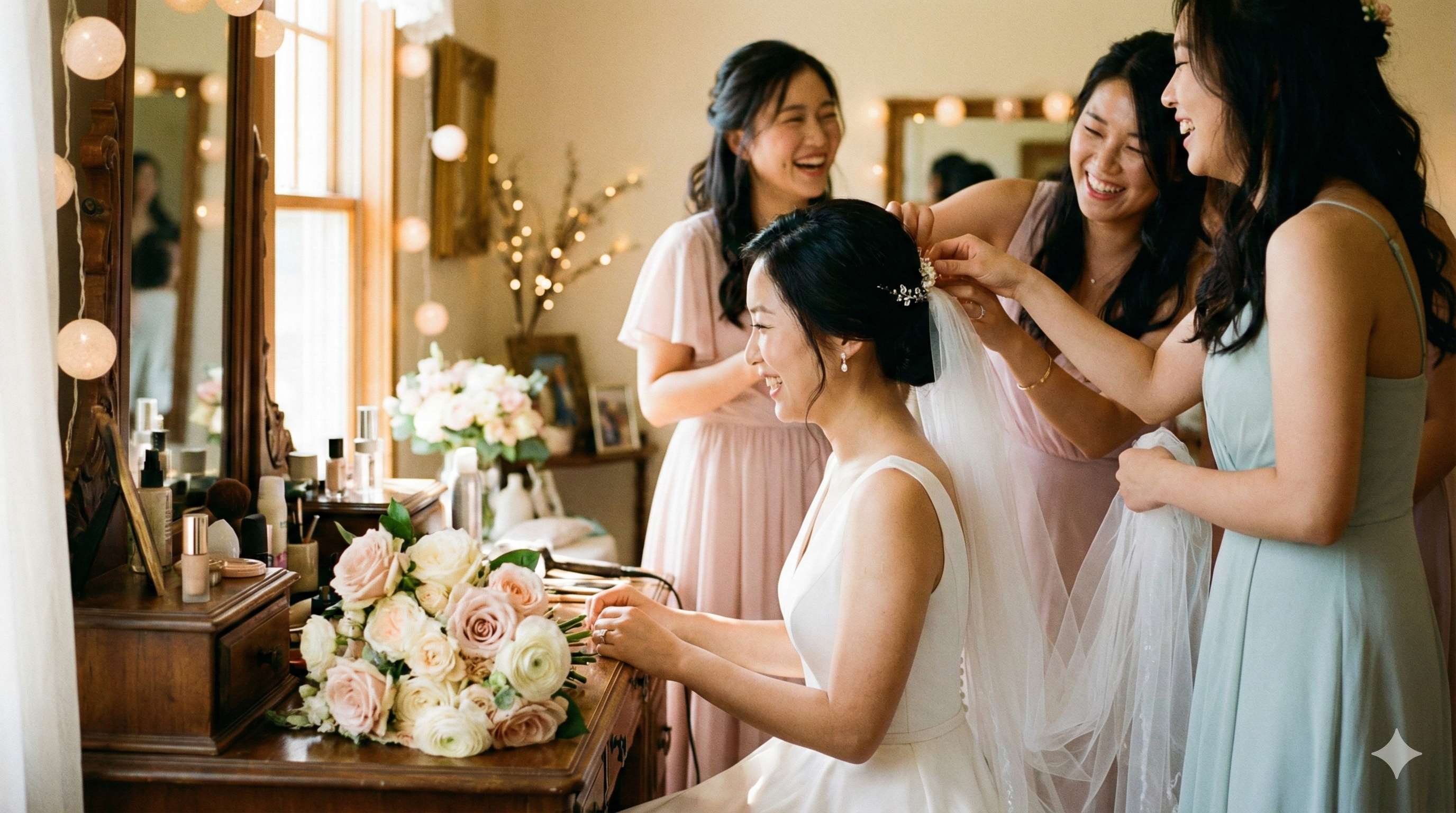 본식 스냅 촬영 현장 - 신부 대기실에서 자연스러운 준비 장면