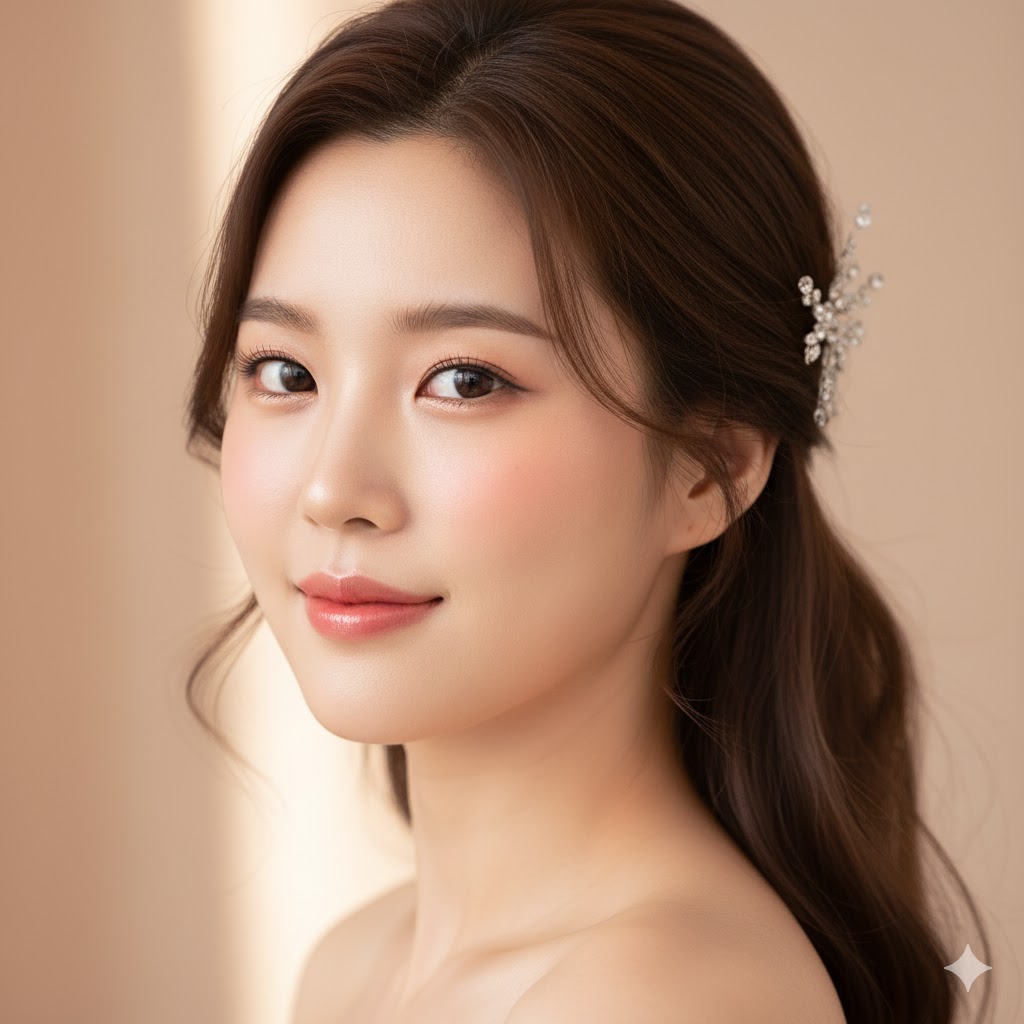 헬시 글로 메이크업과 내추럴 웨이브 헤어